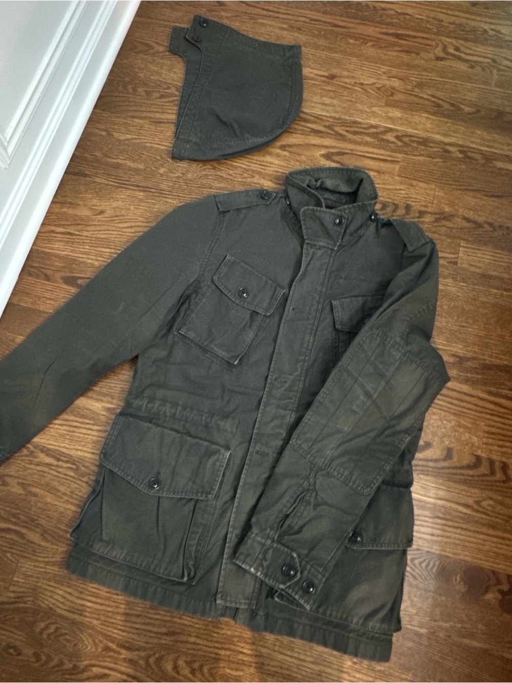 J Crew Garrson Fatigue Military Field Hooded Jacket Mens S Gray